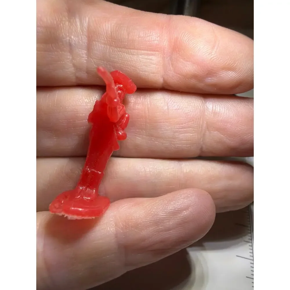 Vintage Red Plastic Colonial Toy Soldier Musket Figure Hong Kong 2.5